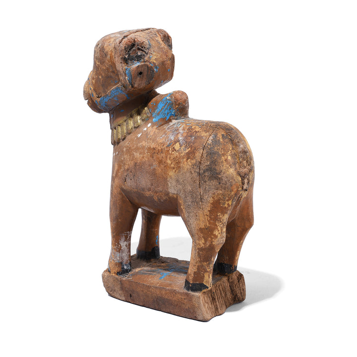 Rear View Of Antique Indian Painted Teak Nandi Bull | Indigo Antiques