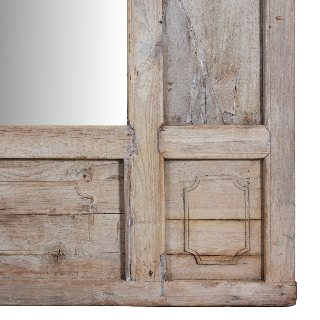 Botoom Corner Detail From Limed Teak Mirror With Mughal Arch And Floral Carvings From Hyderabad South India