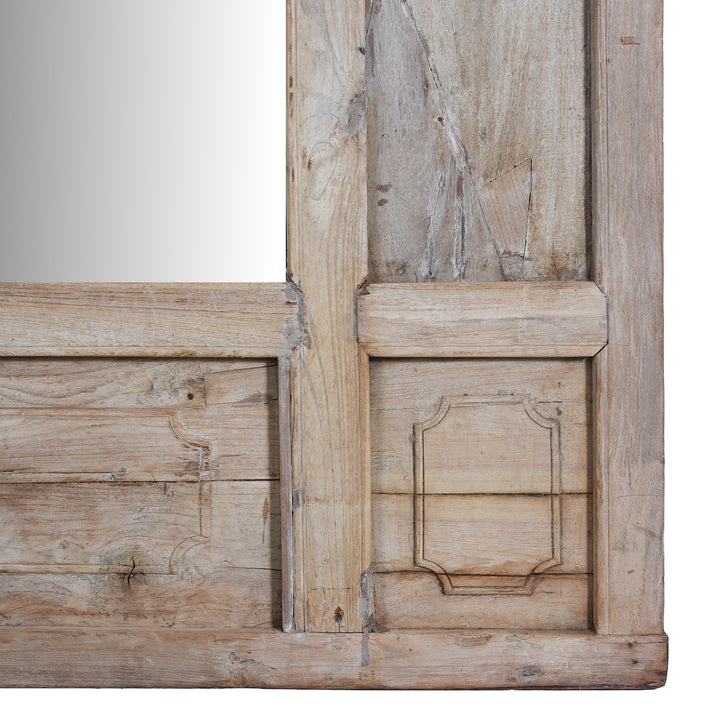 Botoom Corner Detail From Limed Teak Mirror With Mughal Arch And Floral Carvings From Hyderabad South India