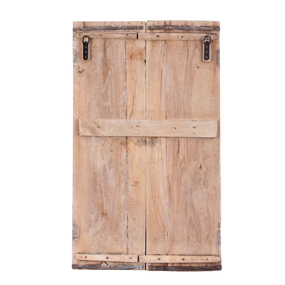 Back Of Limed Teak Hyderabad Window Shutter With Mughal Arch Nineteenth Century