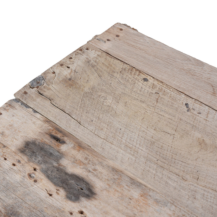 Surface Detail From Top Of Antique Bleached Teak Majus Dowry Chest From Gujarat With Floral And Geometric Carving