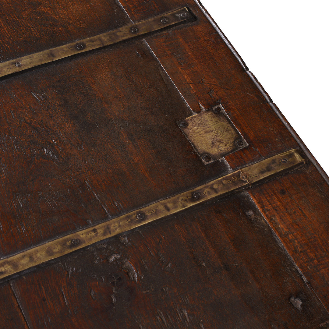 Patch Detail From Antique Indian Brass Bound Teak Chest From Kutch | Indigo Antiques