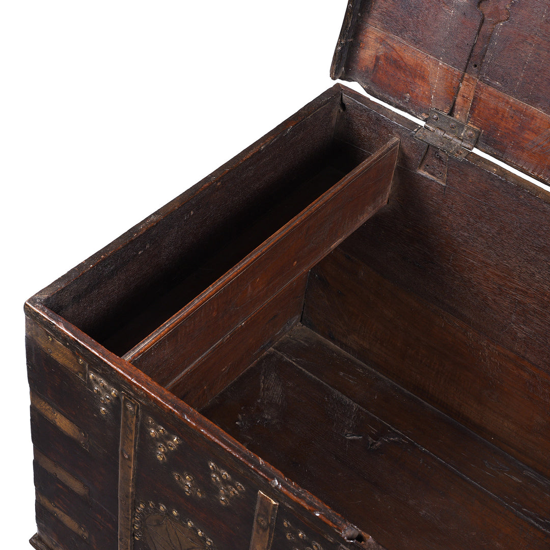 Candle Box Detail From Antique Indian Brass Bound Teak Chest From Kutch | Indigo Antiques