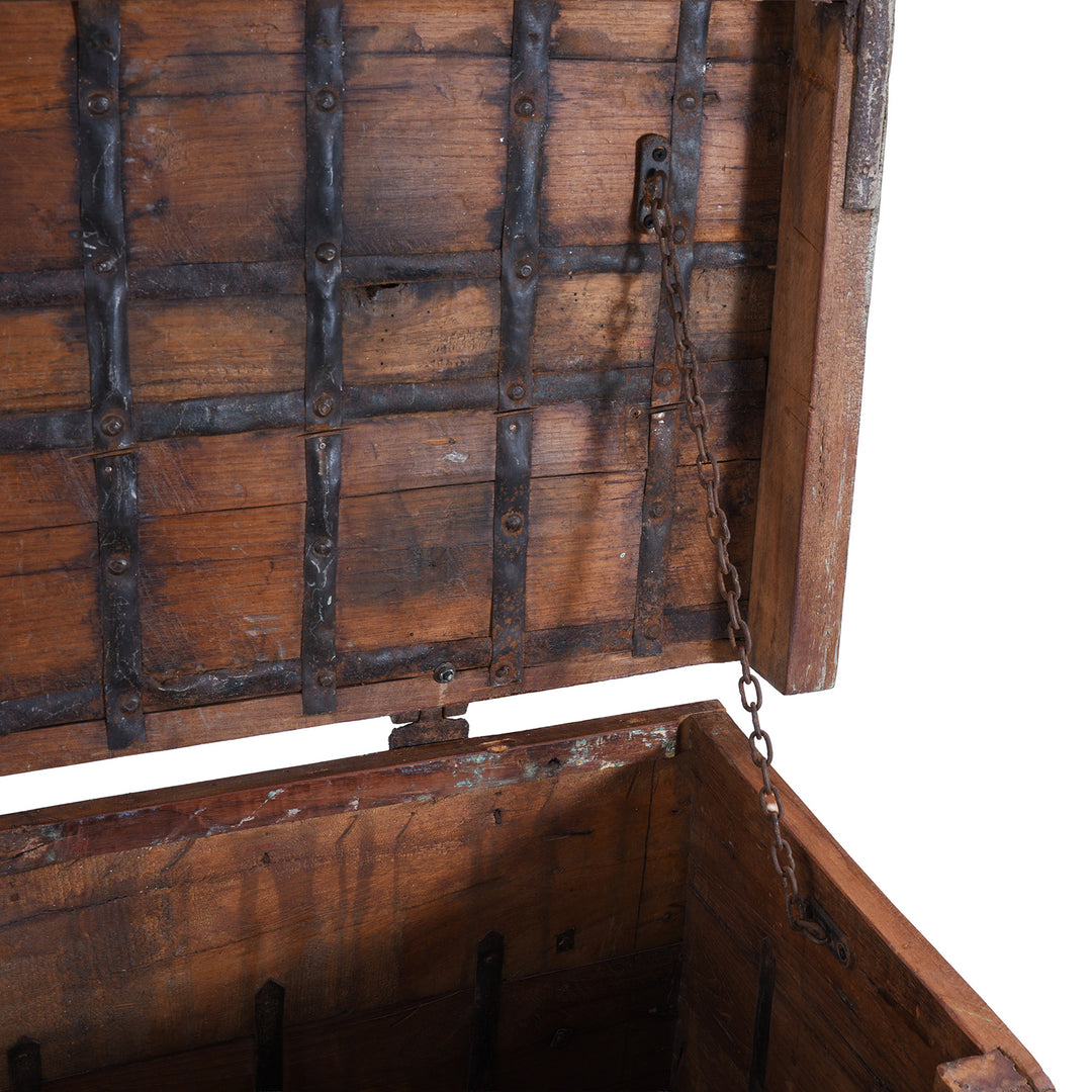 Chain Detail From Vintage Painted Indian Pithara Console Chest 