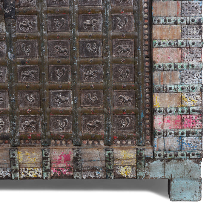 Leg Detail From Vintage Painted Indian Pithara Console Chest 