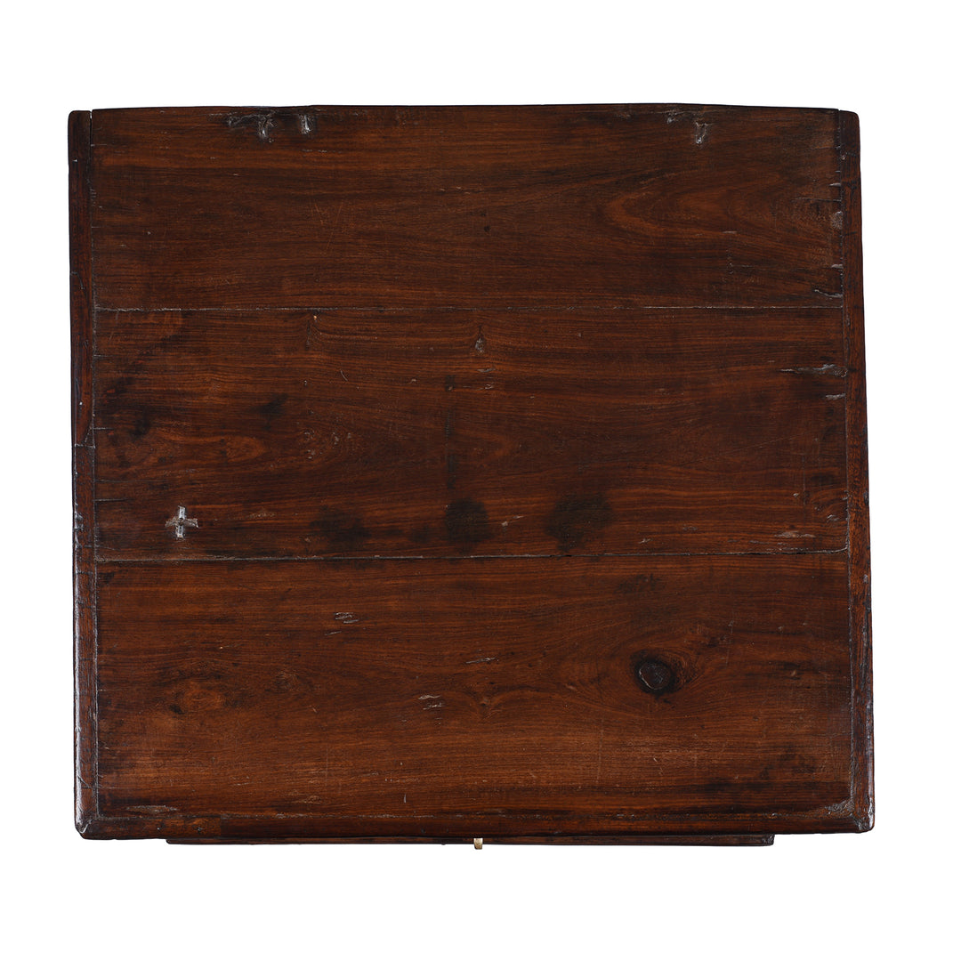 Top Down View Of Anglo Indian Campaign Teak Side Chest With Brass Mounts And Fixed Internal Compartments | Indigo Antiques