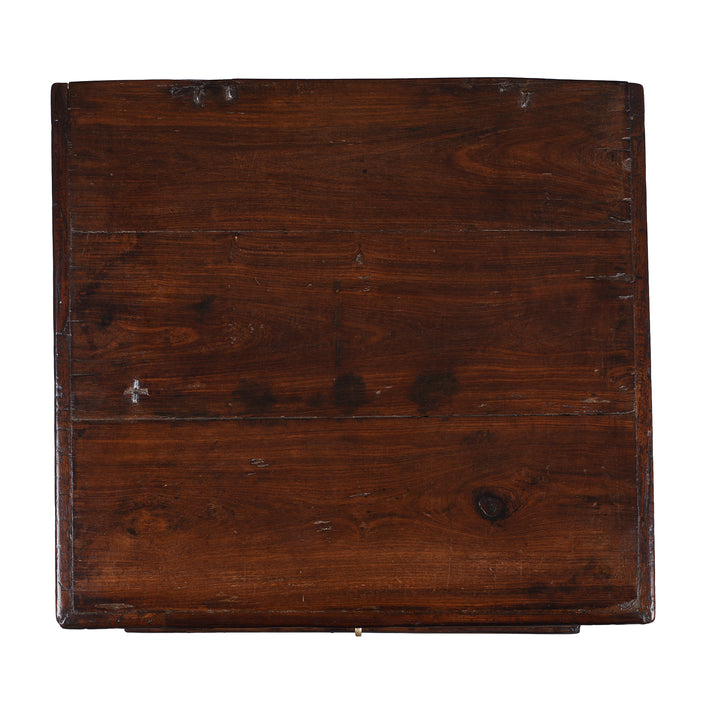 Top Down View Of Anglo Indian Campaign Teak Side Chest With Brass Mounts And Fixed Internal Compartments | Indigo Antiques