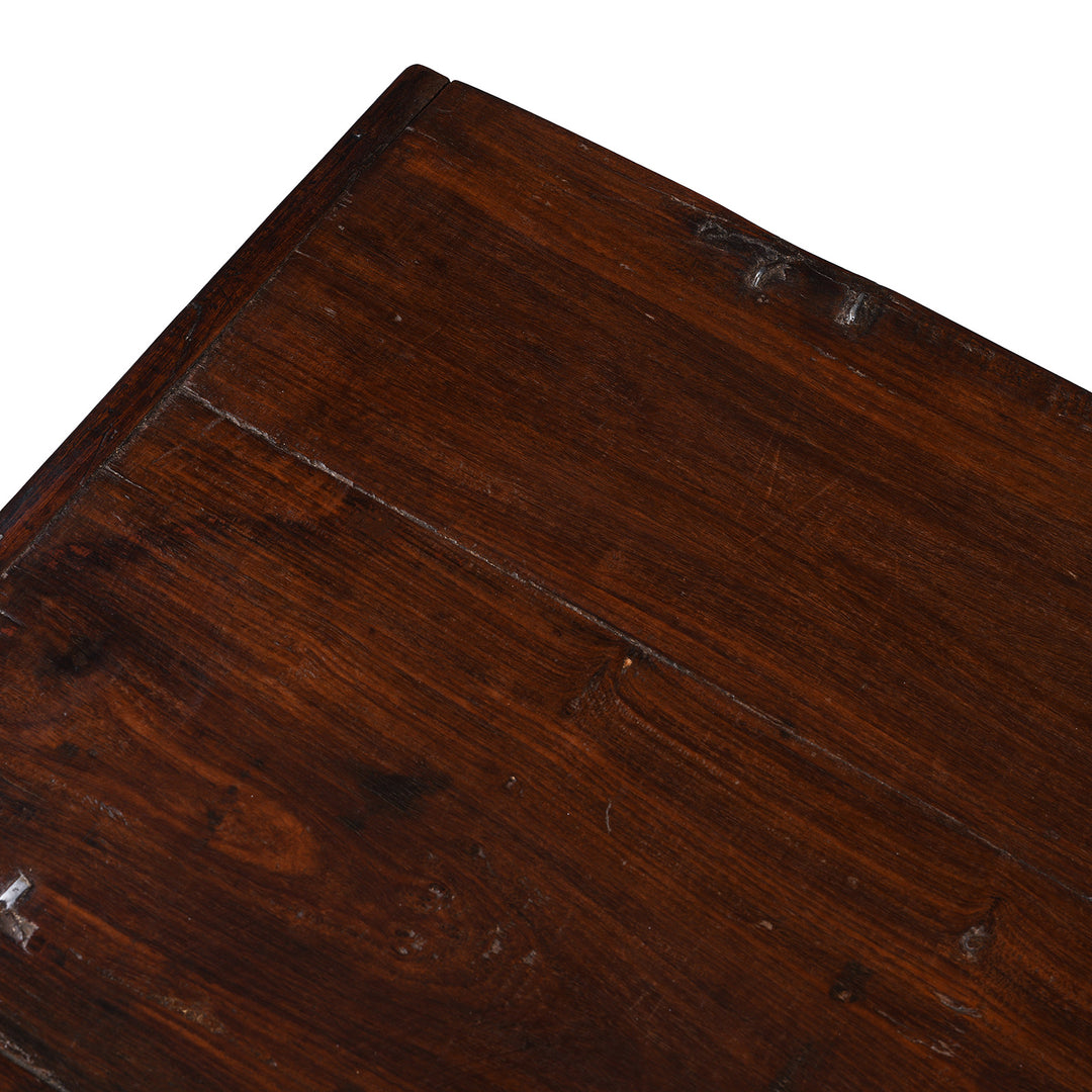 Top Corner Detail From Anglo Indian Campaign Teak Side Chest With Brass Mounts And Fixed Internal Compartments | Indigo Antiques