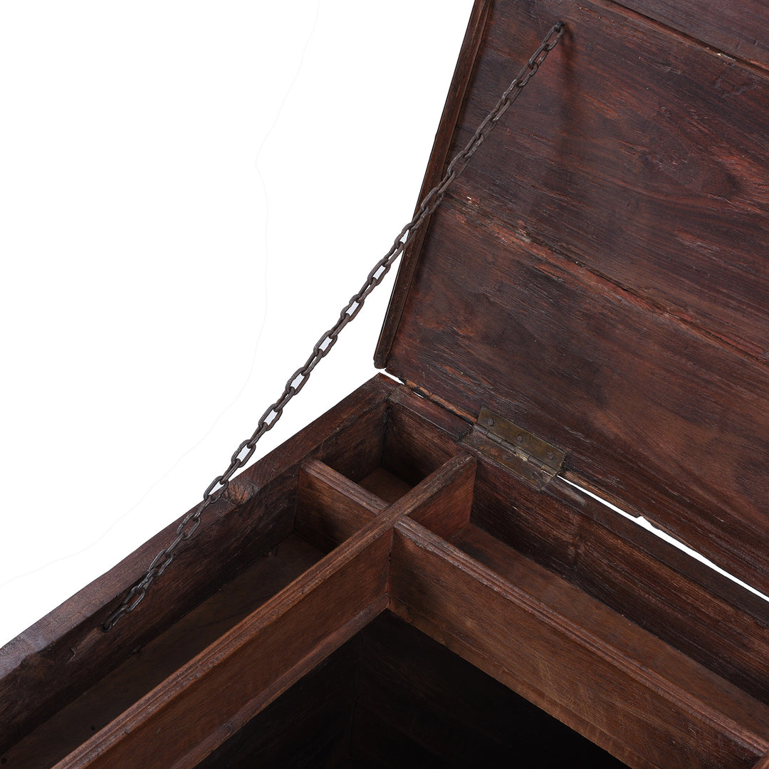 Chain Detail From Anglo Indian Campaign Teak Side Chest With Brass Mounts And Fixed Internal Compartments | Indigo Antiques