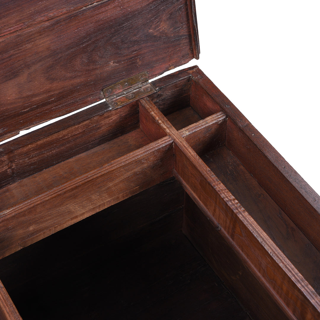 Compartment Detail From Anglo Indian Campaign Teak Side Chest With Brass Mounts And Fixed Internal Compartments | Indigo Antiques