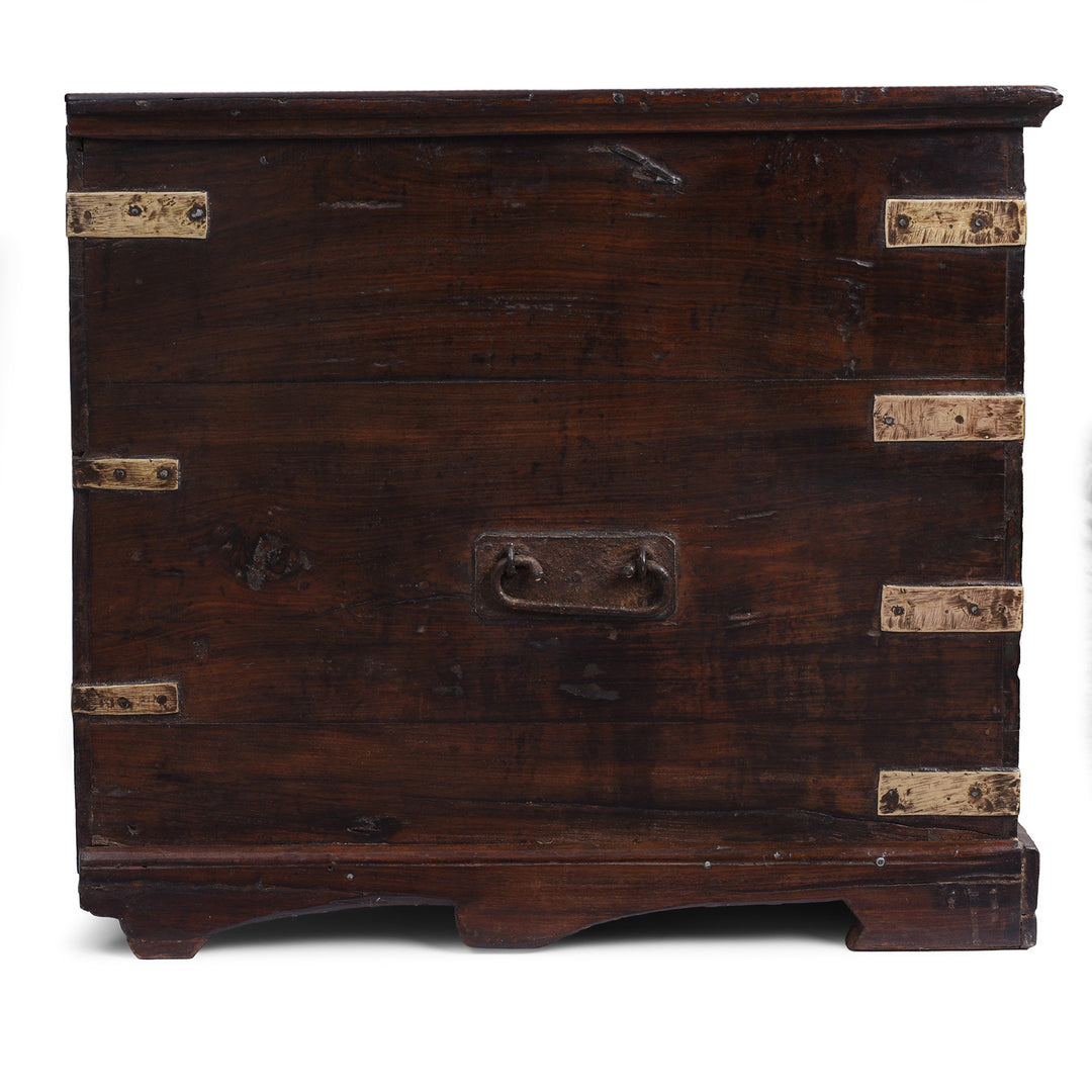 Side View Of Anglo Indian Campaign Teak Side Chest With Brass Mounts And Fixed Internal Compartments | Indigo Antiques