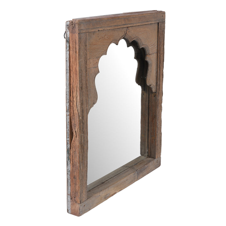 Frame Depth Detail From Teak Indian Mirror With Mughal Arch And Deep Architectural Frame