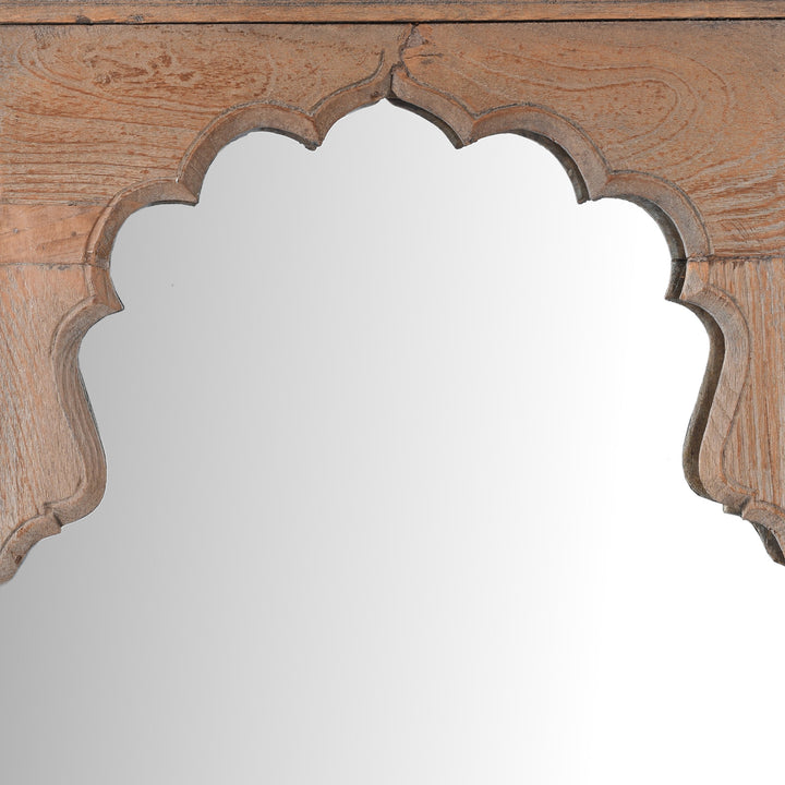 Arch Detail From Teak Indian Mirror With Mughal Arch And Deep Architectural Frame