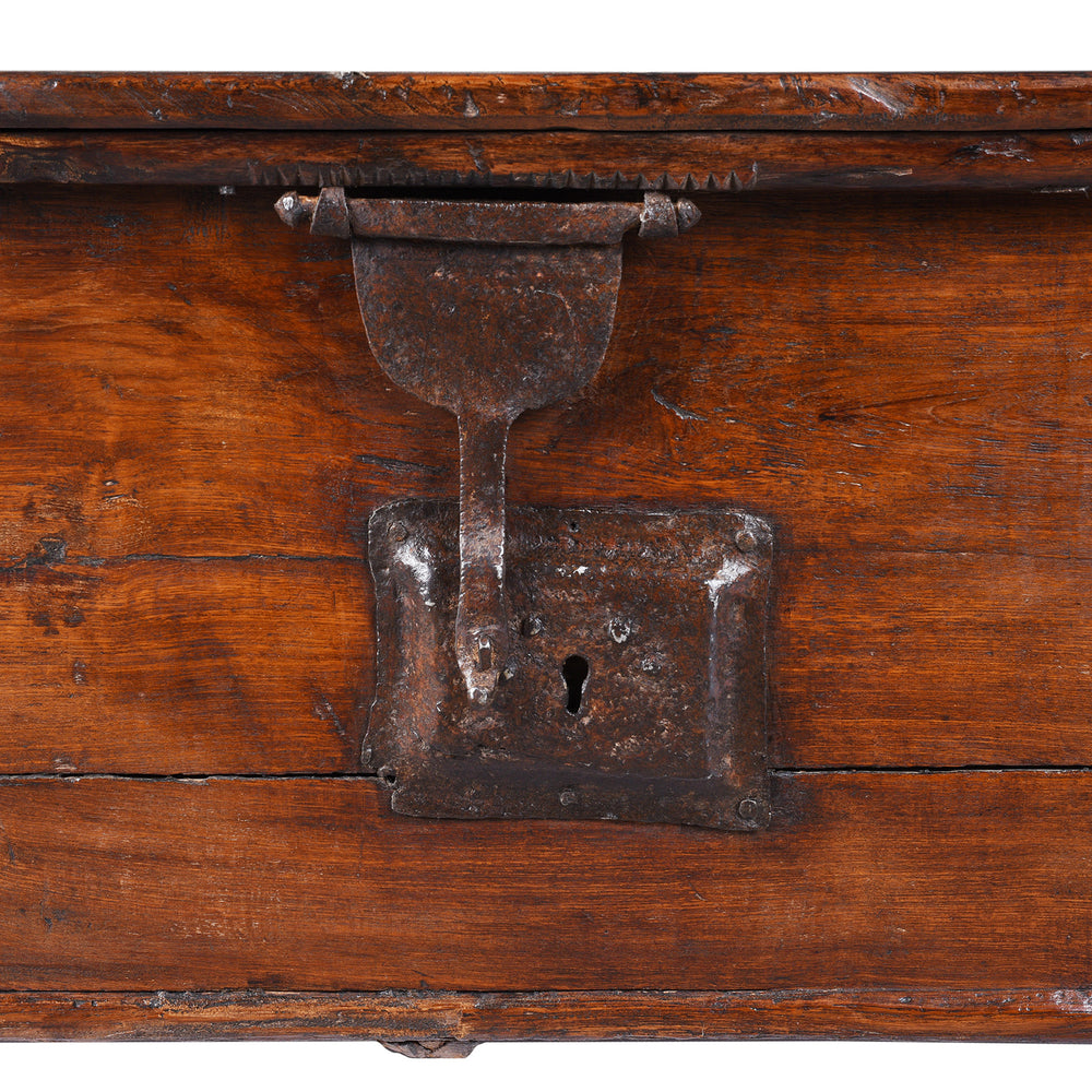 Locking Plate Detail From Antique Indian Iron Bound Chest | Indigo Antiques