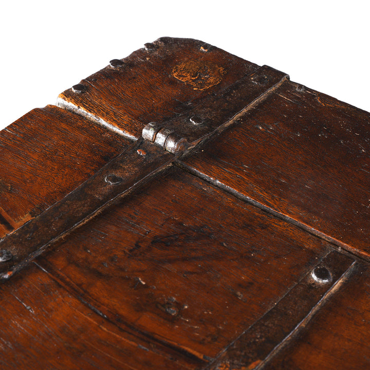 Hinge Detail From Antique Indian Iron Bound Teak Chest | Indigo Antiques