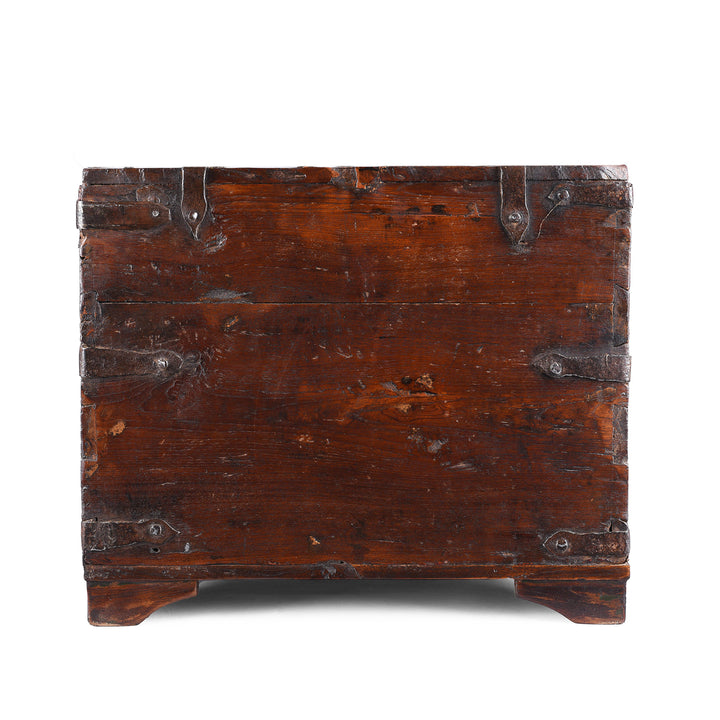 Back of Antique Indian Iron Bound Teak Chest | Indigo Antiques