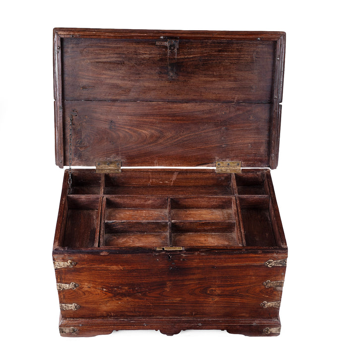 Open Lid View Of Brass Bound Rosewood Box From Kutch