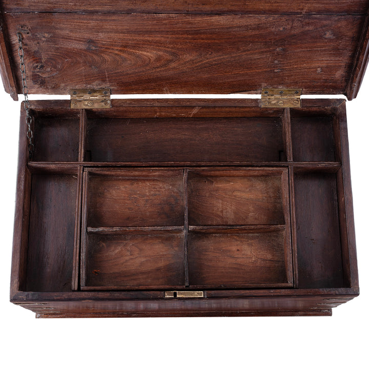 Compartment Detail From Brass Bound Rosewood Box From Kutch