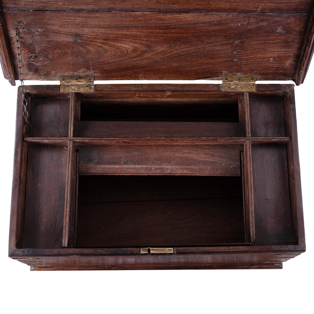 Compartment Detail From Brass Bound Rosewood Box From Kutch