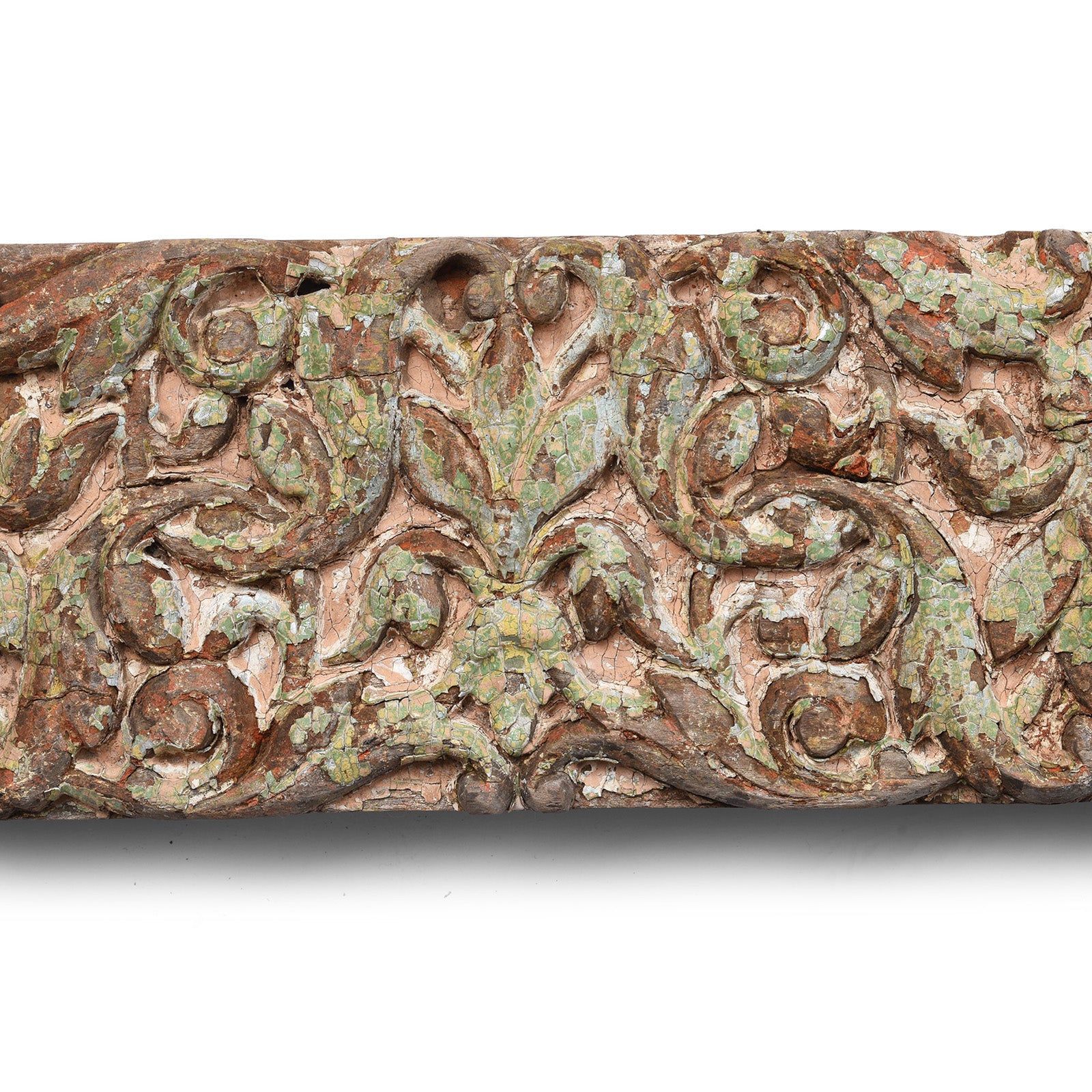 Floral Carving From Antique Indian Carved Ganesh Rosewood Lintel | Indigo Antiques