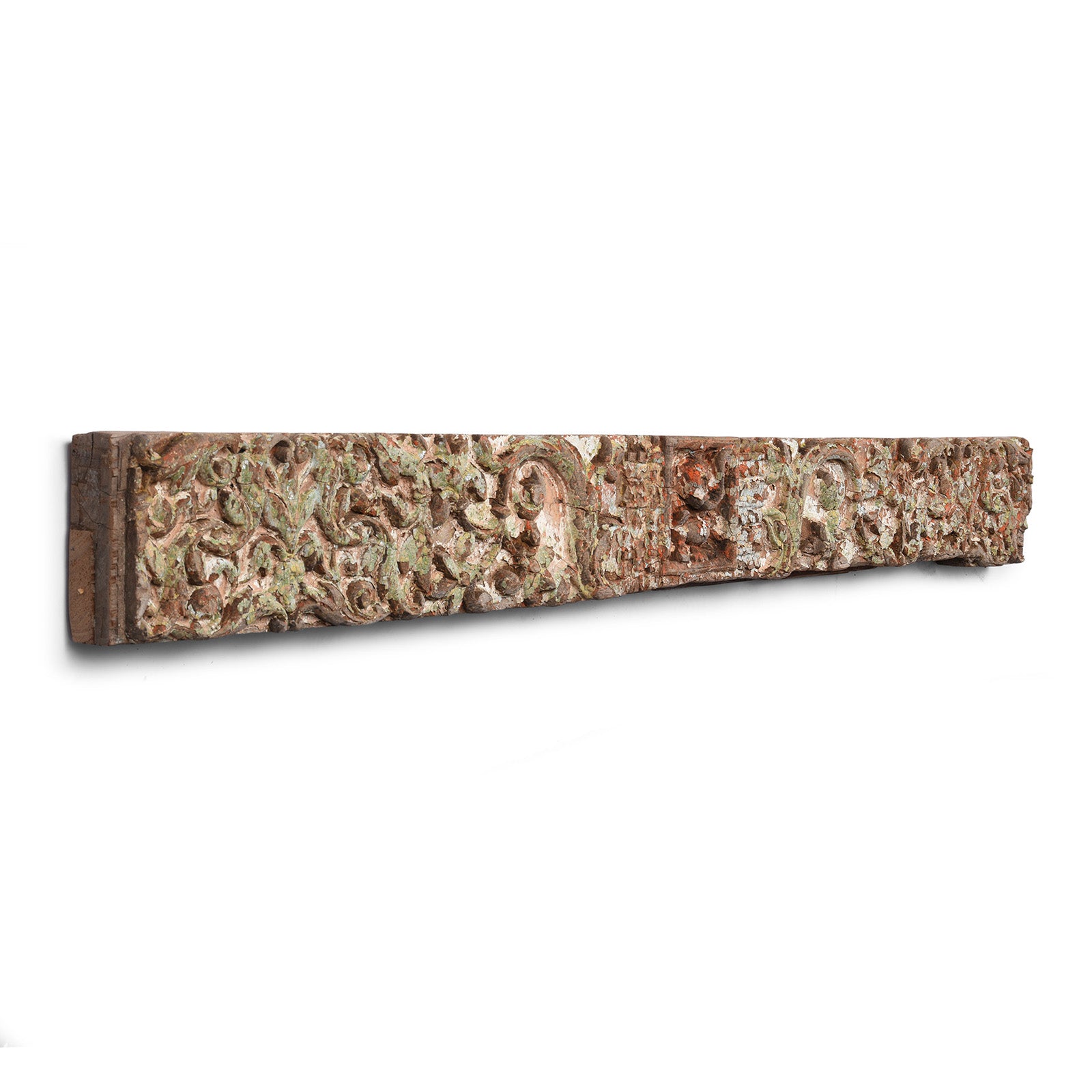 Angled View Of Antique Indian Carved Ganesh Rosewood Lintel | Indigo Antiques
