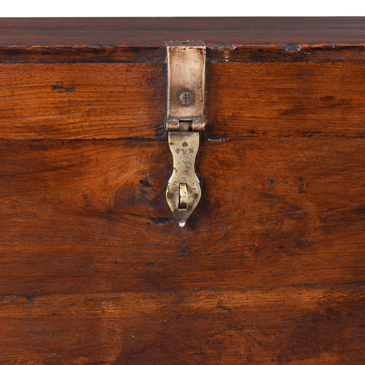 Latch Detail From Antique Indian Brass Bound Teak Military Chest | Indigo Antiques