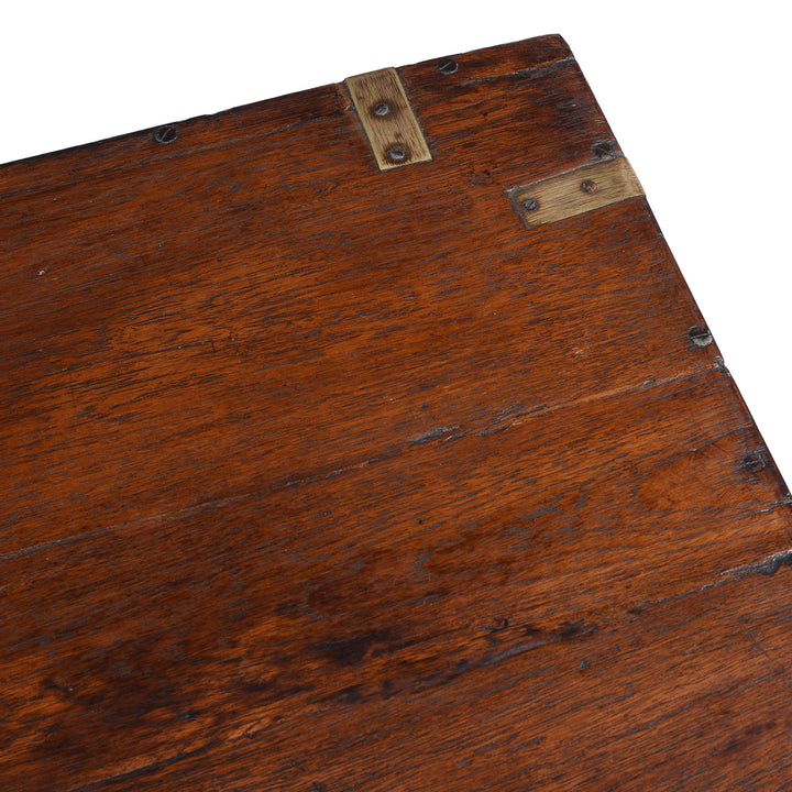 Antique Indian Brass Bound Teak Military Chest | Indigo Antiques