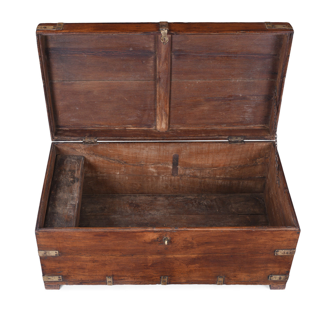 Interior Of Antique Indian Brass Bound Teak Military Chest | Indigo Antiques