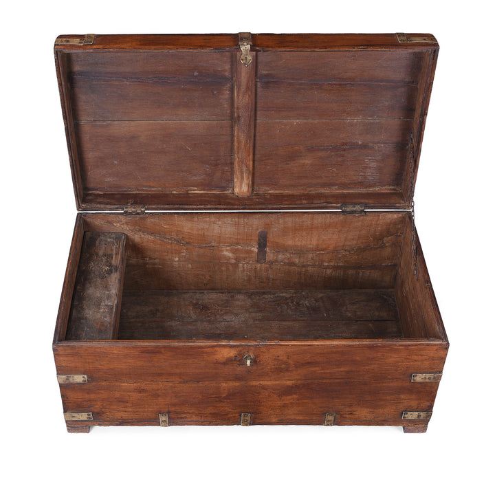Interior Of Antique Indian Brass Bound Teak Military Chest | Indigo Antiques