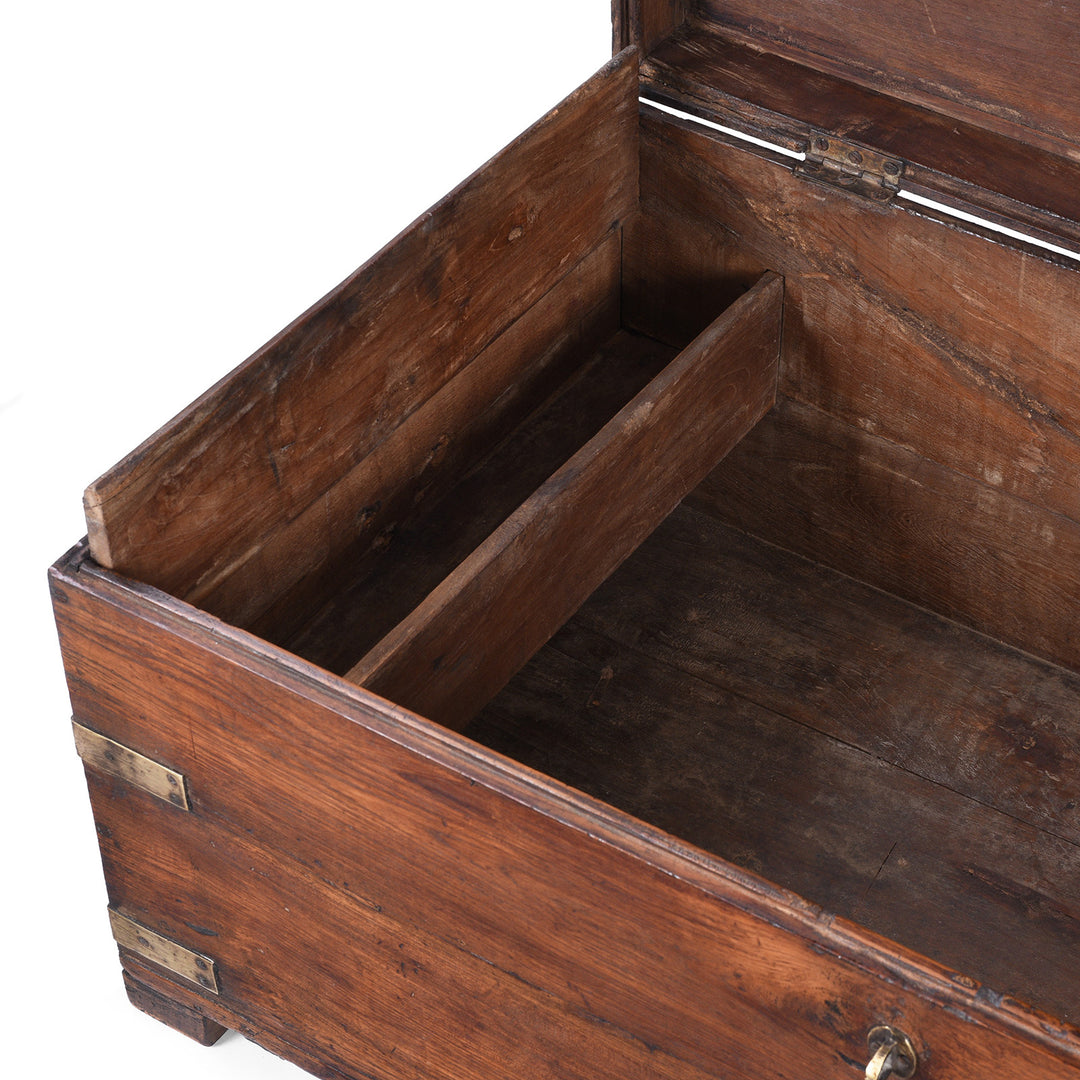 Candle Box Detail From Antique Indian Brass Bound Teak Military Chest | Indigo Antiques