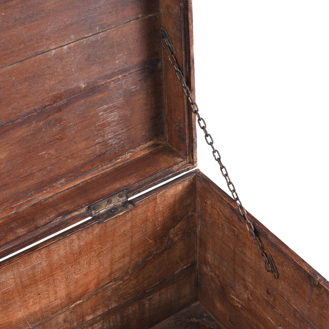 Chain Detail From Antique Indian Brass Bound Teak Military Chest | Indigo Antiques