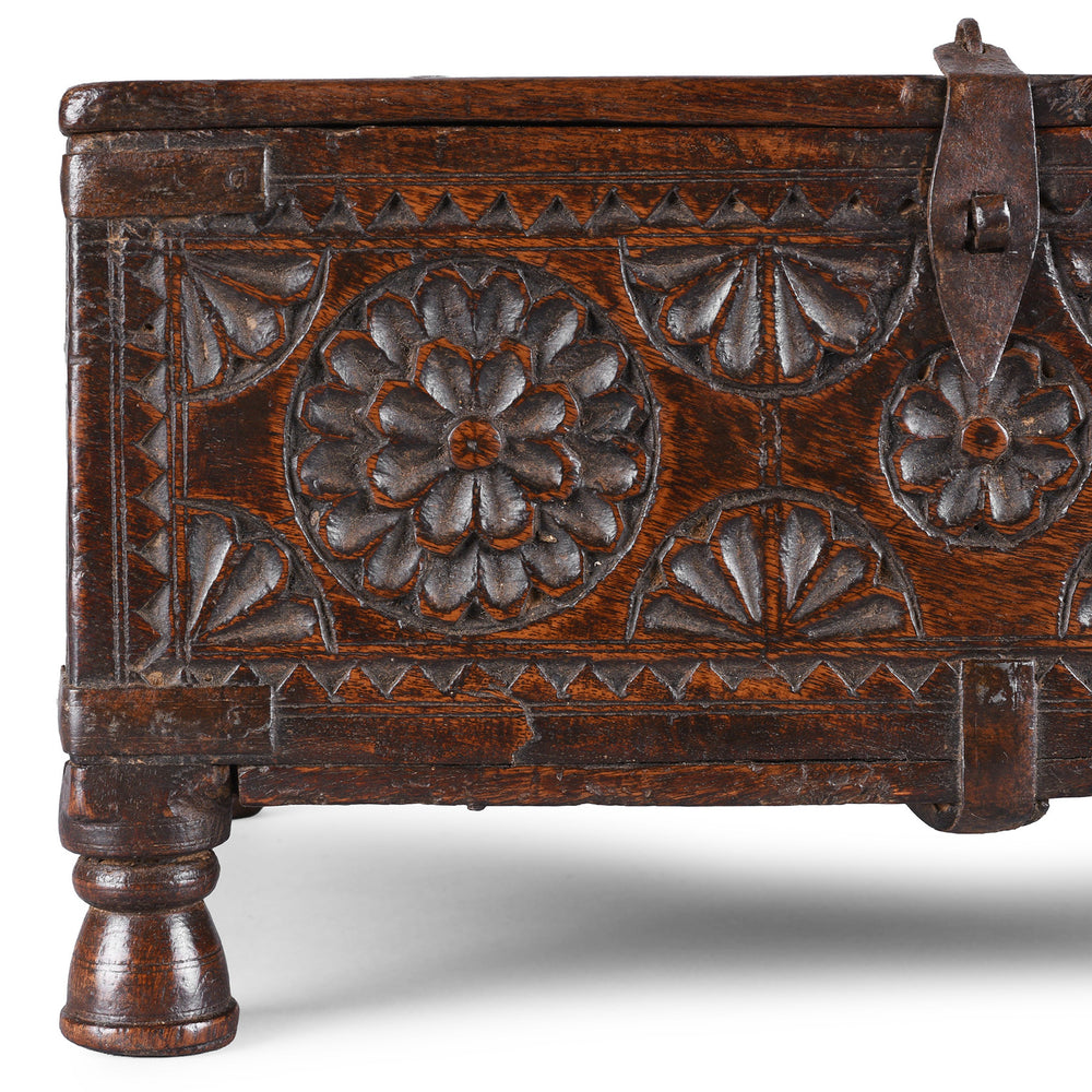 Carving Detail From Antique Indian Chip Carved Merchants Box | Indigo Antiques