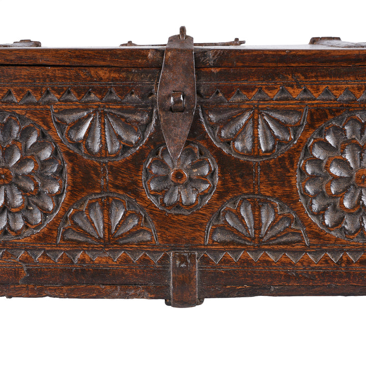 Carving Detail From Antique Indian Chip Carved Merchants Box | Indigo Antiques