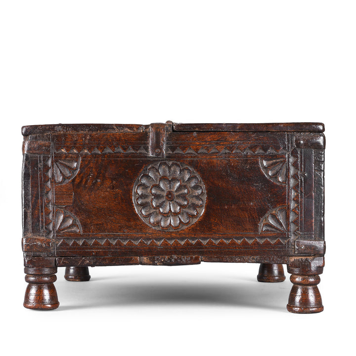 Side Of Antique Indian Chip Carved Merchants Box | Indigo Antiques