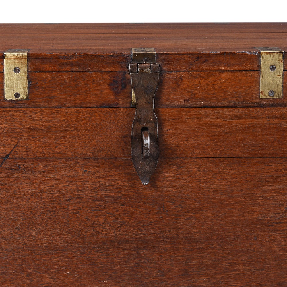 Latch Detail From Antique Anglo Indian Brass Bound Teak Military Chest Nineteenth Century