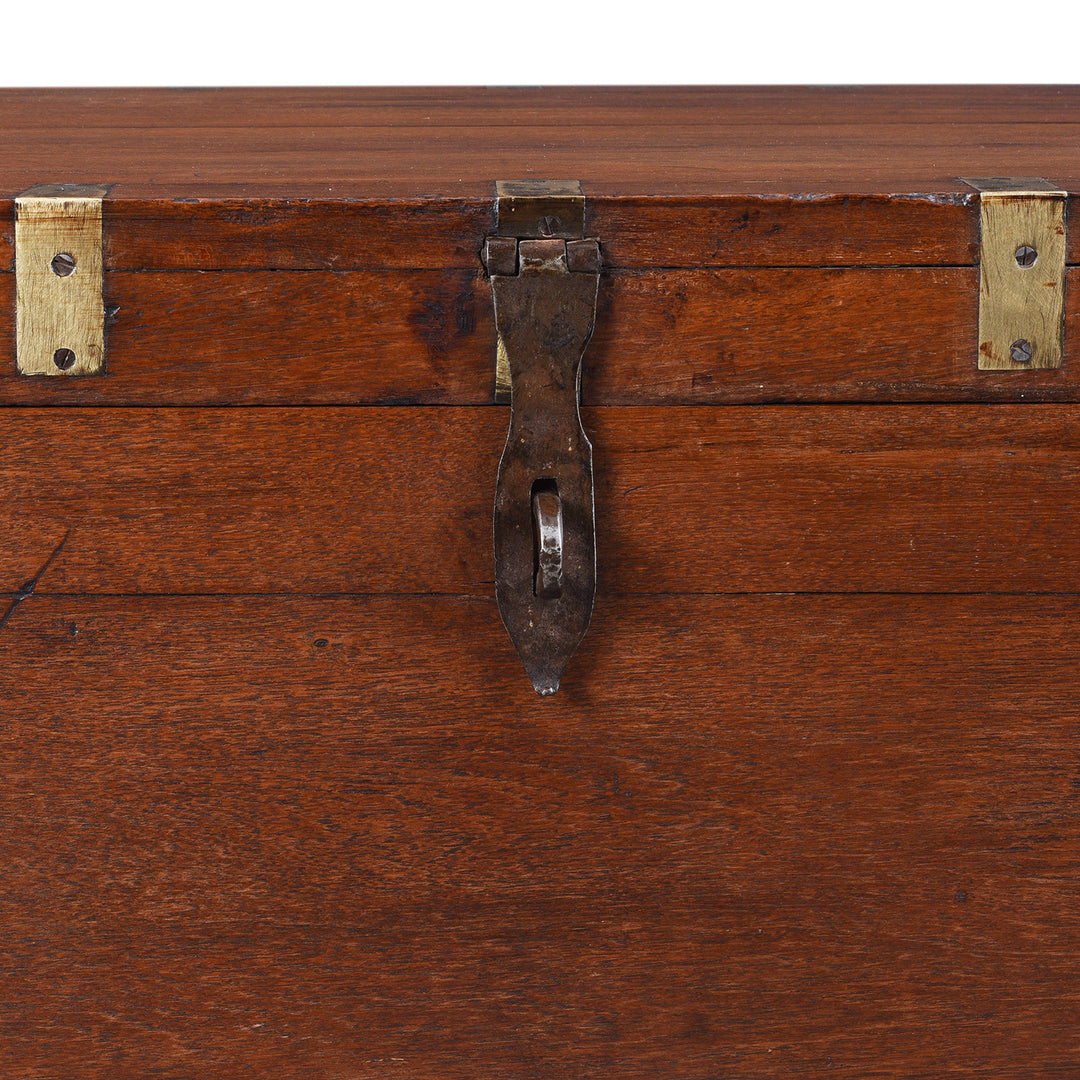 Latch Detail From Antique Anglo Indian Brass Bound Teak Military Chest Nineteenth Century