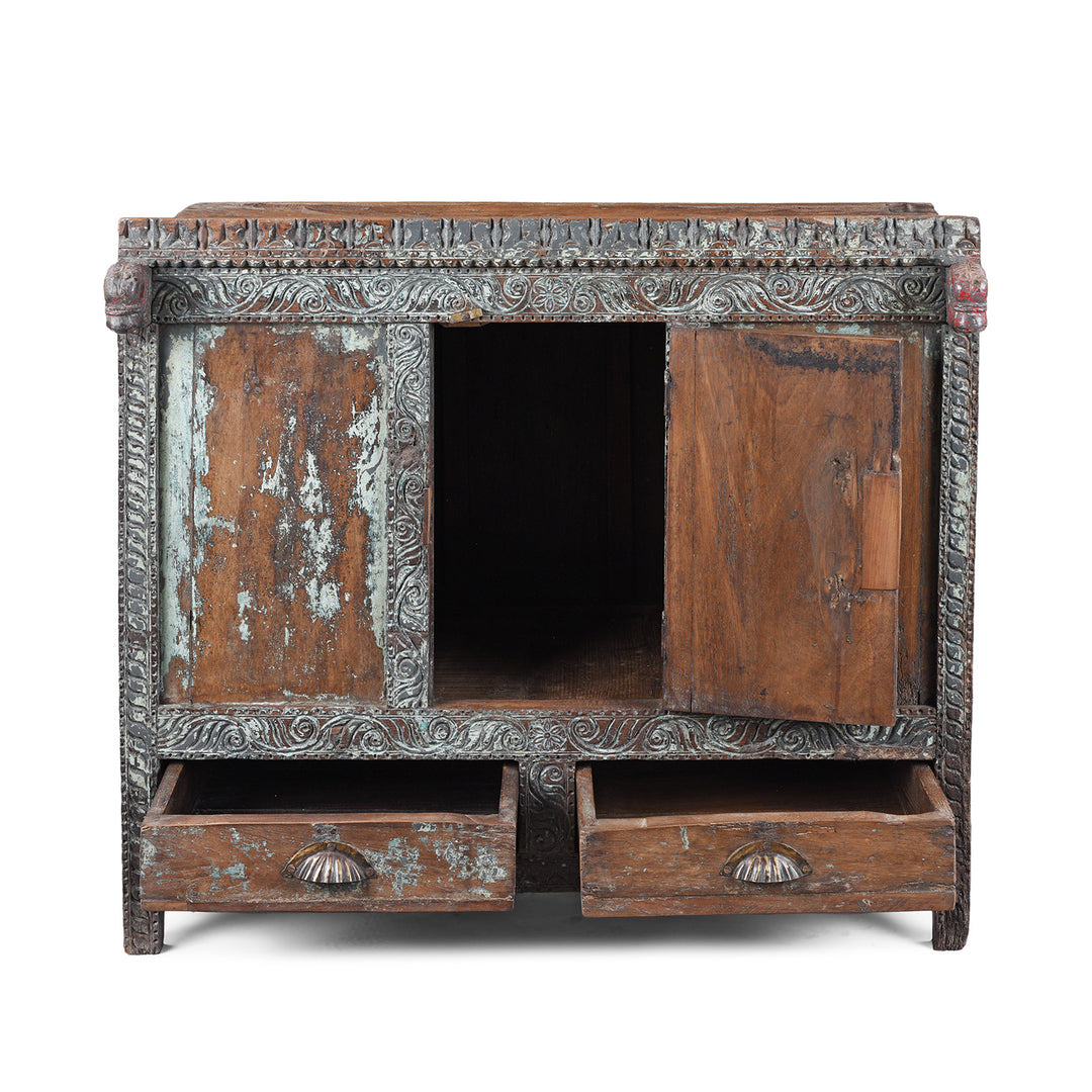 Open Door iew Of Antique Indian Damchiya Dowry Chest | Indigo Antiques