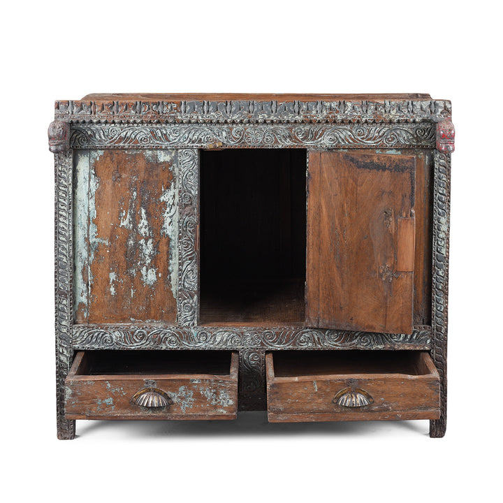 Open Door iew Of Antique Indian Damchiya Dowry Chest | Indigo Antiques
