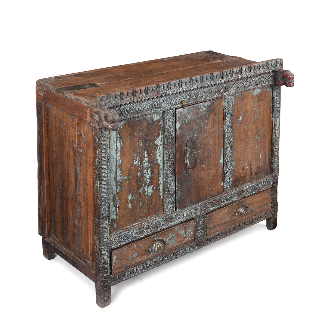 Angled View Of Antique Indian Damchiya Dowry Chest | Indigo Antiques