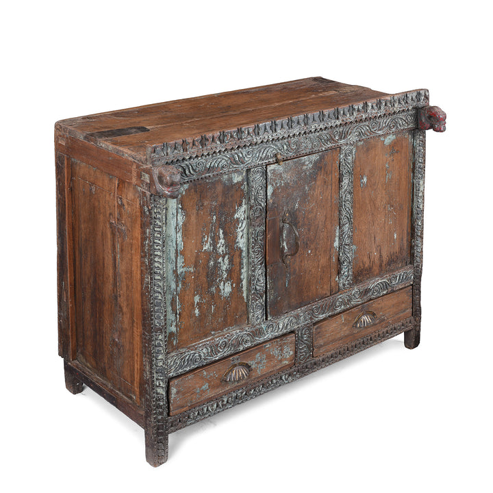 Angled View Of Antique Indian Damchiya Dowry Chest | Indigo Antiques