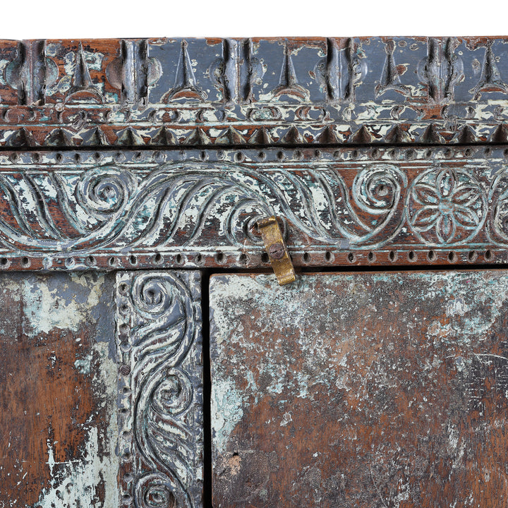 Latch And  Carving Detail From Antique Indian Damchiya Dowry Chest | Indigo Antiques