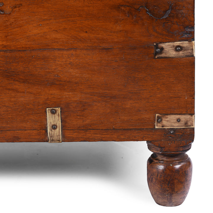 Foot Detail From Antique Indian Brass Bound Teak Military Chest | Indigo Antiques