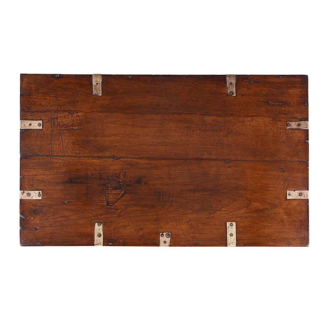 Top Down View Of Antique Indian Brass Bound Teak Military Chest | Indigo Antiques