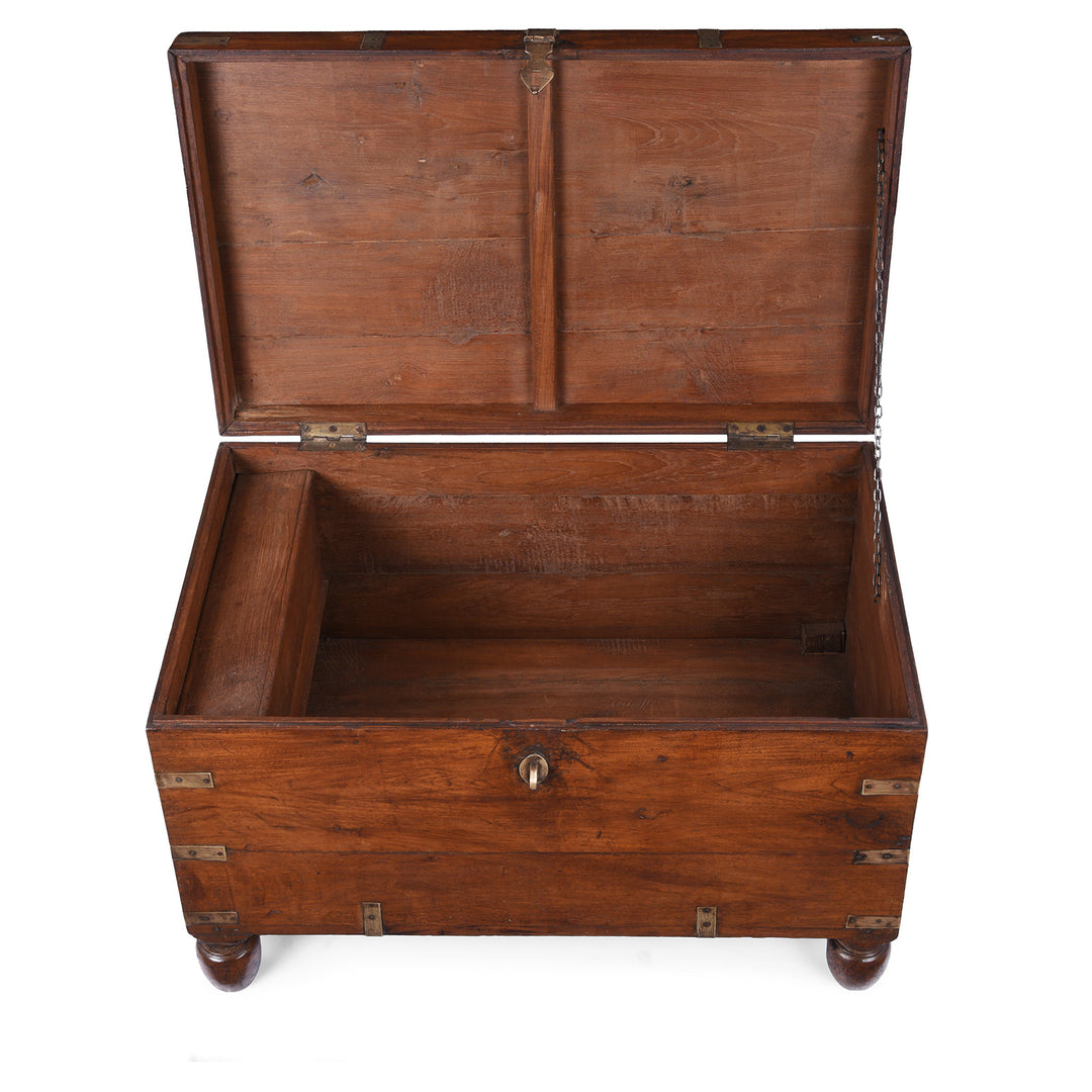 Interior Of Antique Indian Brass Bound Teak Military Chest | Indigo Antiques
