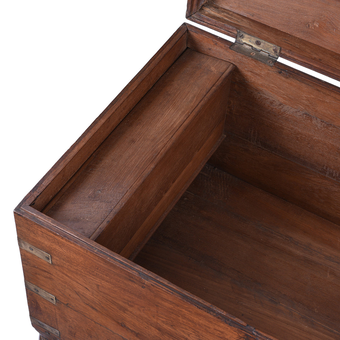 Candle Box Detail From Antique Indian Brass Bound Teak Military Chest | Indigo Antiques