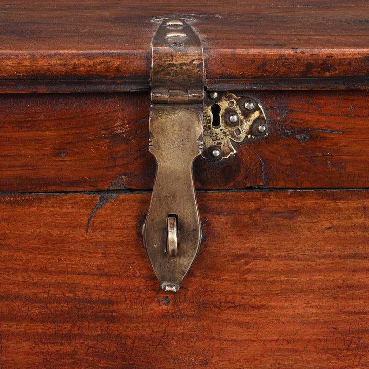 Locking Latch Detail From Anglo Indian Maritime Trade Chest With Ruyi Brass Mounts And Gandaberunda Lock Plate