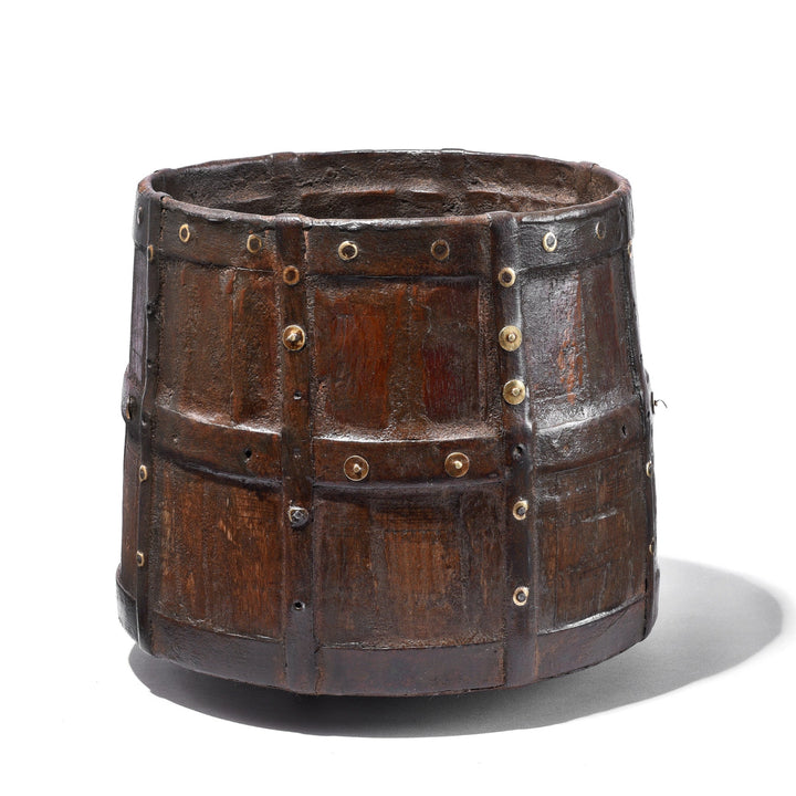 Back Of Indian Iron Bound Teak Grain Measure
