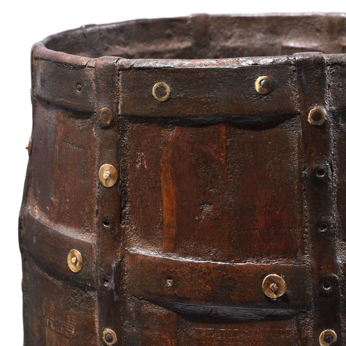Iron Binding Detail From Indian Iron Bound Teak Grain Measure