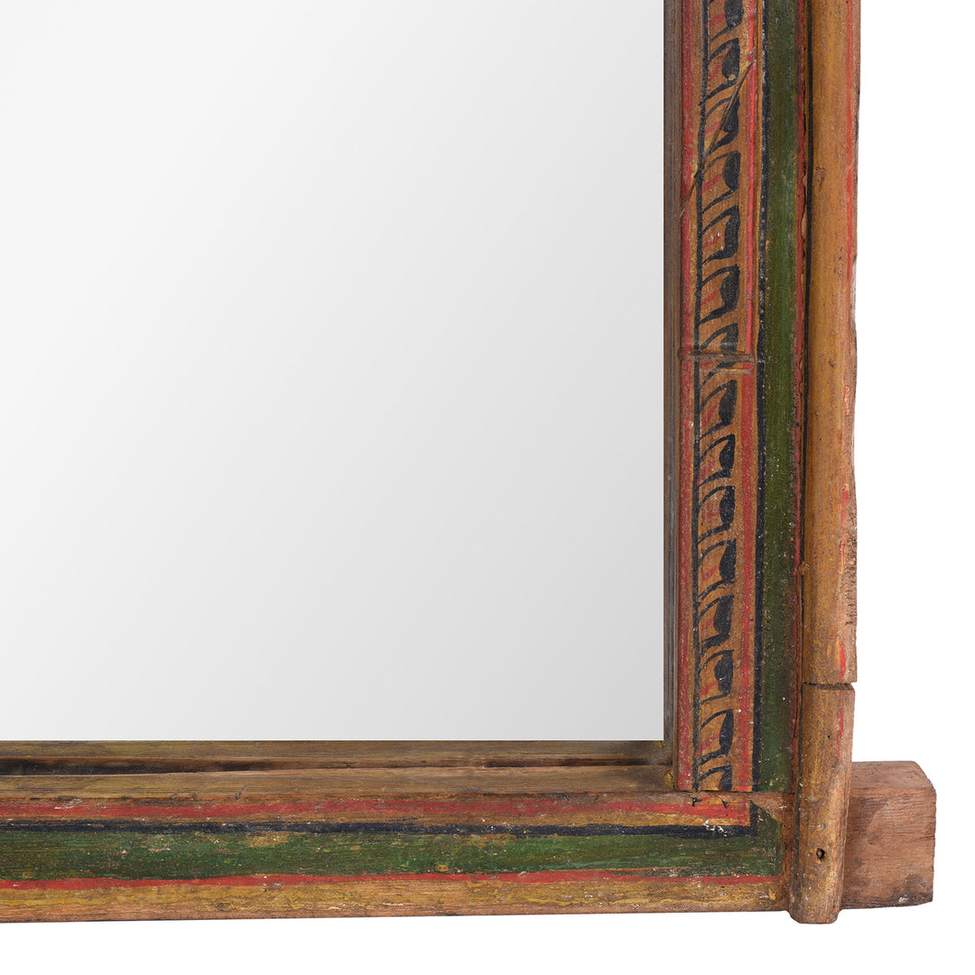 Bottom Corner Detail From Antique Indian Painted Mirror | Indigo Antiques