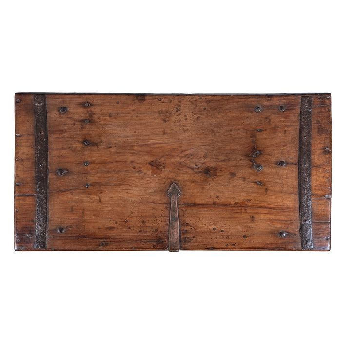 Top Down VIew Of Iron Bound 18th Century Rosewood Chest From Gujarat | Indigo Antiques